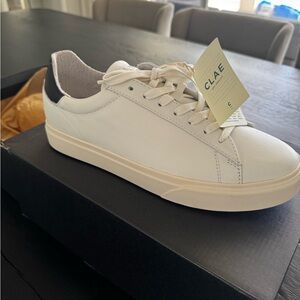 Clae White Sneakers with Black Heel